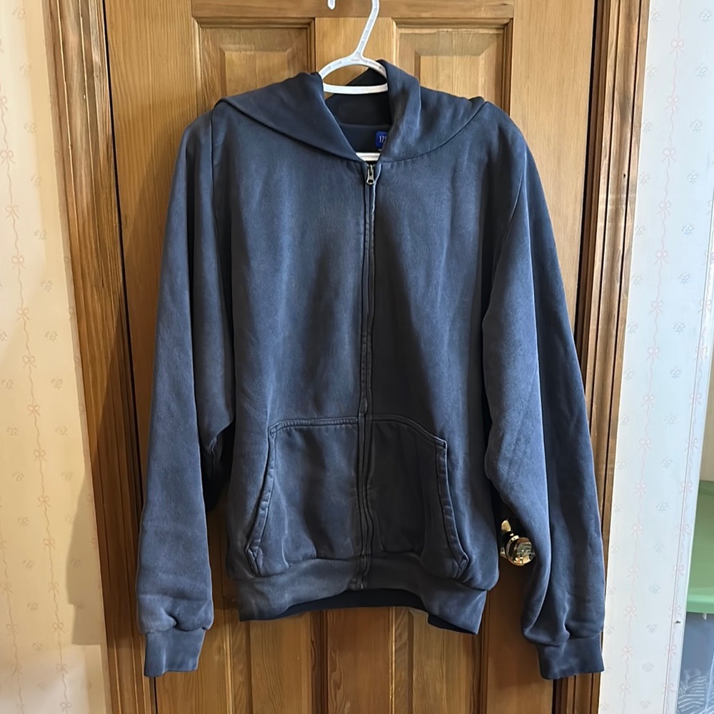 Yzy Gap Men’s Blue/Gray Distressed Full Zip Sweatshirt Size Large